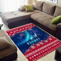 Norway Christmas Area Rug with Northern Lights Snowflake Pattern and Nordic Forest - Wonder Print Shop