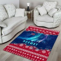 Norway Christmas Area Rug with Northern Lights Snowflake Pattern and Nordic Forest - Wonder Print Shop