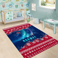 Norway Christmas Area Rug with Northern Lights Snowflake Pattern and Nordic Forest - Wonder Print Shop