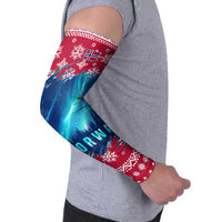 Norway Christmas Arm Sleeves with Northern Lights Snowflake Pattern and Nordic Forest - Wonder Print Shop