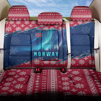 Norway Christmas Back Car Seat Cover with Northern Lights Snowflake Pattern and Nordic Forest - Wonder Print Shop