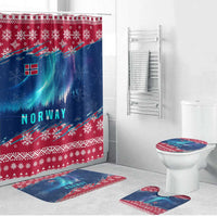 Norway Christmas Bathroom Set with Northern Lights Snowflake Pattern and Nordic Forest - Wonder Print Shop