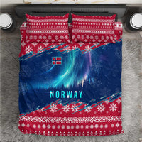 Norway Christmas Bedding Set with Northern Lights Snowflake Pattern and Nordic Forest - Wonder Print Shop