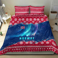 Norway Christmas Bedding Set with Northern Lights Snowflake Pattern and Nordic Forest - Wonder Print Shop