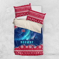 Norway Christmas Bedding Set with Northern Lights Snowflake Pattern and Nordic Forest - Wonder Print Shop