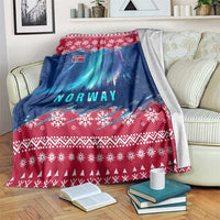 Norway Christmas Blanket with Northern Lights Snowflake Pattern and Nordic Forest - Wonder Print Shop