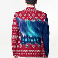 Norway Christmas Blazer with Northern Lights Snowflake Pattern and Nordic Forest - Wonder Print Shop