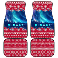 Norway Christmas Car Mats with Northern Lights Snowflake Pattern and Nordic Forest - Wonder Print Shop