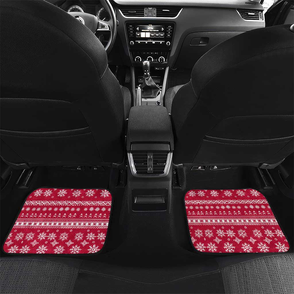 Norway Christmas Car Mats with Northern Lights Snowflake Pattern and Nordic Forest - Wonder Print Shop