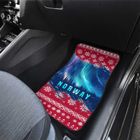 Norway Christmas Car Mats with Northern Lights Snowflake Pattern and Nordic Forest - Wonder Print Shop
