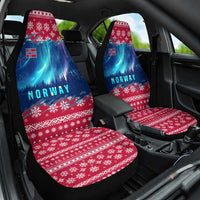 Norway Christmas Car Seat Cover with Northern Lights Snowflake Pattern and Nordic Forest - Wonder Print Shop