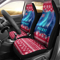 Norway Christmas Car Seat Cover with Northern Lights Snowflake Pattern and Nordic Forest - Wonder Print Shop