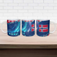 Norway Christmas Ceramic Mug with Northern Lights Snowflake Pattern and Nordic Forest - Wonder Print Shop