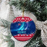 Norway Christmas Ceramic Ornament with Northern Lights Snowflake Pattern and Nordic Forest - Wonder Print Shop