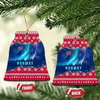 Norway Christmas Ceramic Ornament with Northern Lights Snowflake Pattern and Nordic Forest - Wonder Print Shop