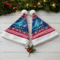 Norway Christmas Santa Hat with Northern Lights Snowflake Pattern and Nordic Forest - Wonder Print Shop