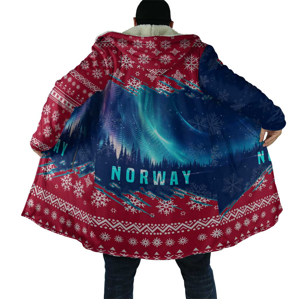 Norway Christmas Cloak with Northern Lights Snowflake Pattern and Nordic Forest - Wonder Print Shop