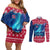 Norway Christmas Couples Matching Off Shoulder Short Dress and Long Sleeve Button Shirt with Northern Lights Snowflake Pattern and Nordic Forest - Wonder Print Shop
