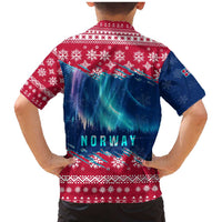 Norway Christmas Family Matching Mermaid Dress and Hawaiian Shirt with Northern Lights Snowflake Pattern and Nordic Forest - Wonder Print Shop