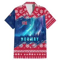 Norway Christmas Family Matching Mermaid Dress and Hawaiian Shirt with Northern Lights Snowflake Pattern and Nordic Forest - Wonder Print Shop