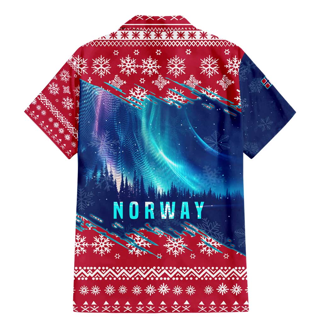 Norway Christmas Family Matching Mermaid Dress and Hawaiian Shirt with Northern Lights Snowflake Pattern and Nordic Forest - Wonder Print Shop