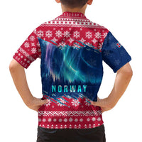 Norway Christmas Family Matching Off Shoulder Maxi Dress and Hawaiian Shirt with Northern Lights Snowflake Pattern and Nordic Forest - Wonder Print Shop