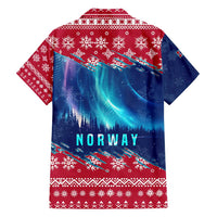 Norway Christmas Family Matching Off Shoulder Maxi Dress and Hawaiian Shirt with Northern Lights Snowflake Pattern and Nordic Forest - Wonder Print Shop