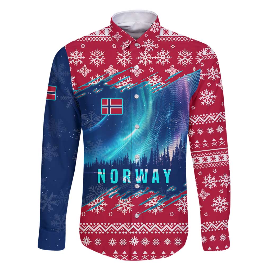 Norway Christmas Family Matching Puletasi and Hawaiian Shirt with Northern Lights Snowflake Pattern and Nordic Forest - Wonder Print Shop