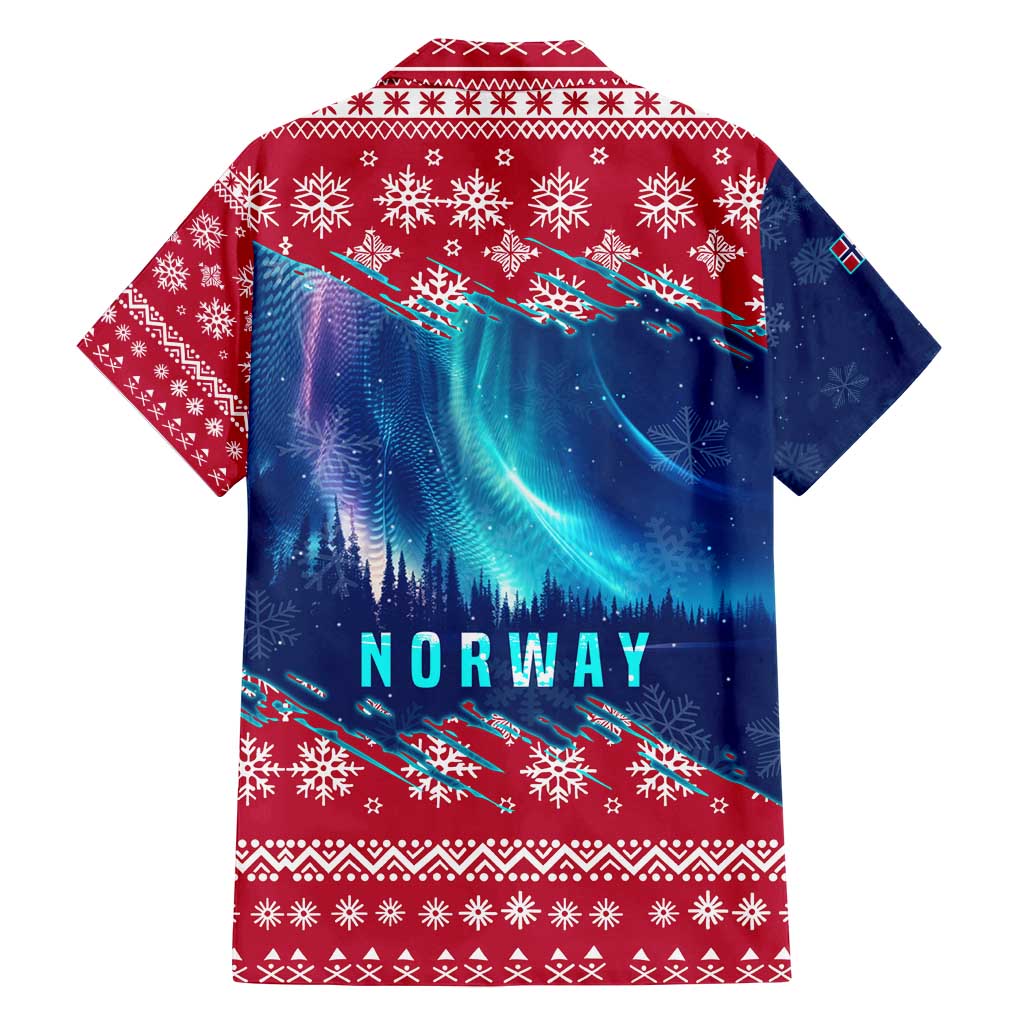 Norway Christmas Family Matching Summer Maxi Dress and Hawaiian Shirt with Northern Lights Snowflake Pattern and Nordic Forest - Wonder Print Shop