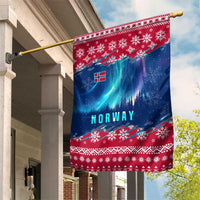 Norway Christmas Garden Flag with Northern Lights Snowflake Pattern and Nordic Forest - Wonder Print Shop