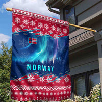 Norway Christmas Garden Flag with Northern Lights Snowflake Pattern and Nordic Forest - Wonder Print Shop