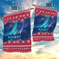 Norway Christmas Garden Flag with Northern Lights Snowflake Pattern and Nordic Forest - Wonder Print Shop