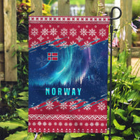 Norway Christmas Garden Flag with Northern Lights Snowflake Pattern and Nordic Forest - Wonder Print Shop
