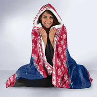 Norway Christmas Hooded Blanket with Northern Lights Snowflake Pattern and Nordic Forest - Wonder Print Shop