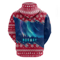 Norway Christmas Hoodie with Northern Lights Snowflake Pattern and Nordic Forest - Wonder Print Shop