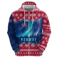 Norway Christmas Hoodie with Northern Lights Snowflake Pattern and Nordic Forest - Wonder Print Shop