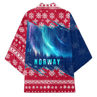 Norway Christmas Kimono with Northern Lights Snowflake Pattern and Nordic Forest - Wonder Print Shop