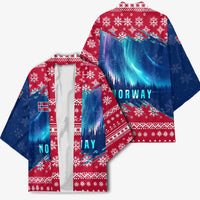 Norway Christmas Kimono with Northern Lights Snowflake Pattern and Nordic Forest - Wonder Print Shop
