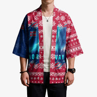 Norway Christmas Kimono with Northern Lights Snowflake Pattern and Nordic Forest - Wonder Print Shop
