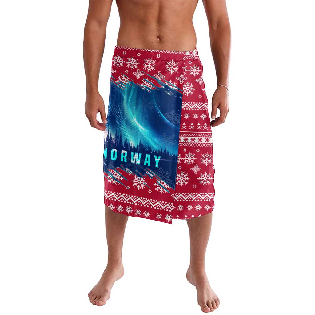 Norway Christmas Lavalava with Northern Lights Snowflake Pattern and Nordic Forest - Wonder Print Shop