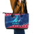 Norway Christmas Leather Tote Bag with Northern Lights Snowflake Pattern and Nordic Forest - Wonder Print Shop