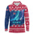 Norway Christmas Long Sleeve Polo Shirt with Northern Lights Snowflake Pattern and Nordic Forest - Wonder Print Shop