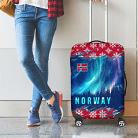 Norway Christmas Luggage Cover with Northern Lights Snowflake Pattern and Nordic Forest - Wonder Print Shop