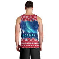 Norway Christmas Men Tank Top with Northern Lights Snowflake Pattern and Nordic Forest - Wonder Print Shop