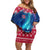 Norway Christmas Off Shoulder Short Dress with Northern Lights Snowflake Pattern and Nordic Forest - Wonder Print Shop