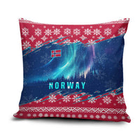 Norway Christmas Pillow Cover with Northern Lights Snowflake Pattern and Nordic Forest - Wonder Print Shop