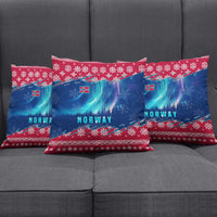 Norway Christmas Pillow Cover with Northern Lights Snowflake Pattern and Nordic Forest - Wonder Print Shop