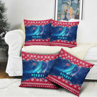 Norway Christmas Pillow Cover with Northern Lights Snowflake Pattern and Nordic Forest - Wonder Print Shop