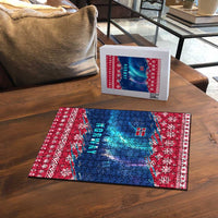 Norway Christmas Puzzle with Northern Lights Snowflake Pattern and Nordic Forest - Wonder Print Shop