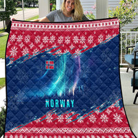 Norway Christmas Quilt with Northern Lights Snowflake Pattern and Nordic Forest - Wonder Print Shop